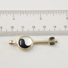Load image into Gallery viewer, 14K Yellow Gold Yin Yang Mother of Pearl &amp; Sapphire Key Pendant