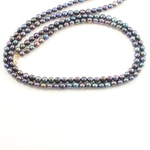 Load image into Gallery viewer, Double Strand Peacock Freshwater Pearl Necklace with 14K Gold Clasp