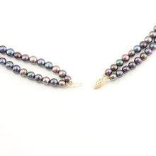 Load image into Gallery viewer, Double Strand Peacock Freshwater Pearl Necklace with 14K Gold Clasp