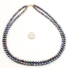 Load image into Gallery viewer, Double Strand Peacock Freshwater Pearl Necklace with 14K Gold Clasp