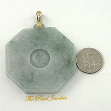 Load image into Gallery viewer, 14k Yellow Gold Hand-Carved Eight Trigrams Jade Pendant