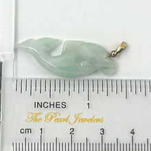 Load image into Gallery viewer, 14k Solid Yellow Gold Hand-Carved Dolphin Natural Jadeite Pendant Necklace