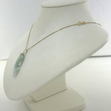 Load image into Gallery viewer, 14k Solid Yellow Gold Hand-Carved Dolphin Natural Jadeite Pendant Necklace