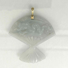 Load image into Gallery viewer, 14k Yellow Gold Hand-Carved Fan Jadeite Pendant
