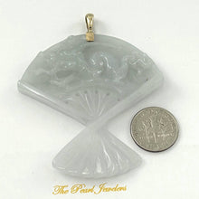 Load image into Gallery viewer, 14k Yellow Gold Hand-Carved Fan Jadeite Pendant