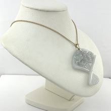 Load image into Gallery viewer, 14k Yellow Gold Hand-Carved Fan Jadeite Pendant