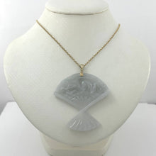 Load image into Gallery viewer, 14k Yellow Gold Hand-Carved Fan Jadeite Pendant