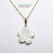 Load image into Gallery viewer, 14kt Hand-Carved Mother of Pearl Hawaiian Plumeria Pendant Necklace