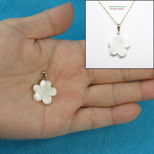 Load image into Gallery viewer, 14kt Hand-Carved Mother of Pearl Hawaiian Plumeria Pendant Necklace