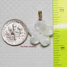 Load image into Gallery viewer, 14kt Hand-Carved Mother of Pearl Hawaiian Plumeria Pendant Necklace