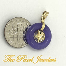 Load image into Gallery viewer, 14kt Solid Yellow Gold Hawaiian Plumeria Design Purple Jade Pendant Necklace