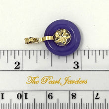 Load image into Gallery viewer, 14kt Solid Yellow Gold Hawaiian Plumeria Design Purple Jade Pendant Necklace