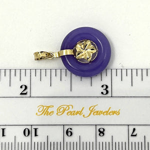 14kt Solid Yellow Gold Hawaiian Plumeria Design Purple Jade Pendant Necklace