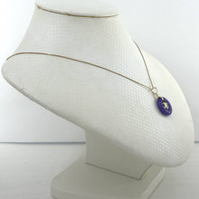 Load image into Gallery viewer, 14kt Solid Yellow Gold Hawaiian Plumeria Design Purple Jade Pendant Necklace