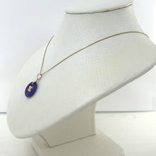 Load image into Gallery viewer, 14kt Solid Yellow Gold Hawaiian Plumeria Design Purple Jade Pendant Necklace