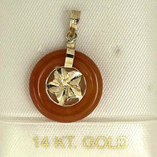Load image into Gallery viewer, 14kt Solid Yellow Gold Hawaiian Plumeria Design Red Jade Pendant Necklace