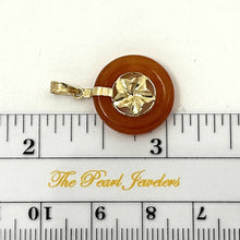 Load image into Gallery viewer, 14kt Solid Yellow Gold Hawaiian Plumeria Design Red Jade Pendant Necklace