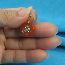 Load image into Gallery viewer, 14kt Solid Yellow Gold Hawaiian Plumeria Design Red Jade Pendant Necklace