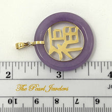 Load image into Gallery viewer, 14kt Solid Yellow Gold Lavender Jade 30mm Good Luck Pendant Necklace