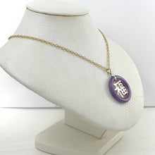 Load image into Gallery viewer, 14kt Solid Yellow Gold Lavender Jade 30mm Good Luck Pendant Necklace