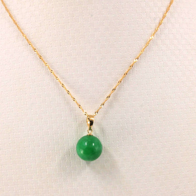 14kt Solid Yellow Gold Green Jade Pendant Necklace
