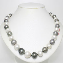 Load image into Gallery viewer, 14k Yellow Gold Clasp Baroque Gray Tahitian &amp; White Pearl Necklace
