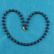 Load image into Gallery viewer, 7mm Lapis Lazuli &amp; 14k Gold Beads Necklace with Filigree Clasp
