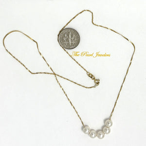 14kt Yellow Gold White Cultured Pearl Handcrafted Slide Necklace