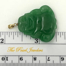Load image into Gallery viewer, 14k Yellow Gold Hand Carving Two Sides Green Jade Buddha Pendant