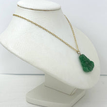 Load image into Gallery viewer, 14k Yellow Gold Hand Carving Two Sides Green Jade Buddha Pendant