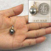 Load image into Gallery viewer, 14k Yellow Gold Octopus Black-Silver Tahitian Pearl &amp; Diamond Pendant