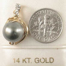 Load image into Gallery viewer, 14k Yellow Gold Octopus Black-Silver Tahitian Pearl &amp; Diamond Pendant