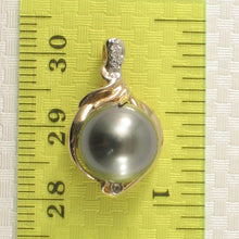 Load image into Gallery viewer, 14k Yellow Gold Octopus Black-Silver Tahitian Pearl &amp; Diamond Pendant