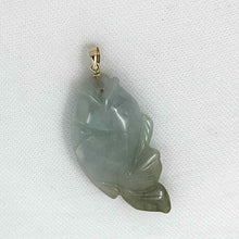 Load image into Gallery viewer, 14kt Solid Gold Hand Carved Honeydew Jade Jadeite Koi Fish Pendant Necklace