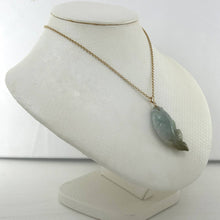 Load image into Gallery viewer, 14kt Solid Gold Hand Carved Honeydew Jade Jadeite Koi Fish Pendant Necklace