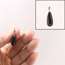 Load image into Gallery viewer, 14kt Solid White Gold Pear Black Onyx Pendant Necklace