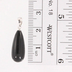 14kt Solid White Gold Pear Black Onyx Pendant Necklace