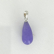 Load image into Gallery viewer, 14kt Solid White Gold Raindrop Lavender Jade Pendant Necklace