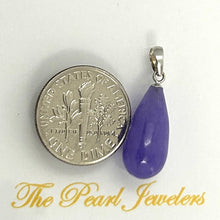 Load image into Gallery viewer, 14kt Solid White Gold Raindrop Lavender Jade Pendant Necklace