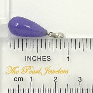 14kt Solid White Gold Raindrop Lavender Jade Pendant Necklace