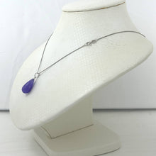 Load image into Gallery viewer, 14kt Solid White Gold Raindrop Lavender Jade Pendant Necklace