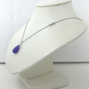 14kt Solid White Gold Raindrop Lavender Jade Pendant Necklace
