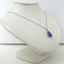 Load image into Gallery viewer, 14kt Solid White Gold Raindrop Lavender Jade Pendant Necklace