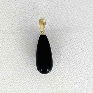 14kt Yellow Gold Black Onyx Teardrop Pendant Charm Necklace