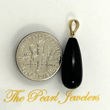 Load image into Gallery viewer, 14kt Yellow Gold Black Onyx Teardrop Pendant Charm Necklace