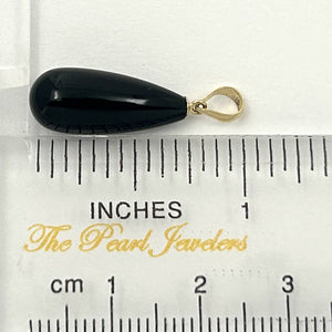 14kt Yellow Gold Black Onyx Teardrop Pendant Charm Necklace