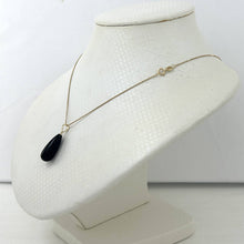 Load image into Gallery viewer, 14kt Yellow Gold Black Onyx Teardrop Pendant Charm Necklace