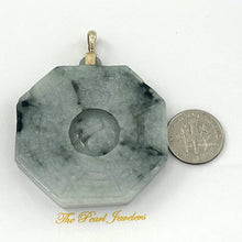 Load image into Gallery viewer, 14k Yellow Gold Hand Carved Eight Trigrams Natural Jadeite Pendant Necklace