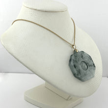 Load image into Gallery viewer, 14k Yellow Gold Hand Carved Eight Trigrams Natural Jadeite Pendant Necklace