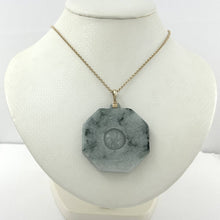 Load image into Gallery viewer, 14k Yellow Gold Hand Carved Eight Trigrams Natural Jadeite Pendant Necklace